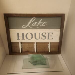 Lake House distressed Wall Hanging with hooks 12x16